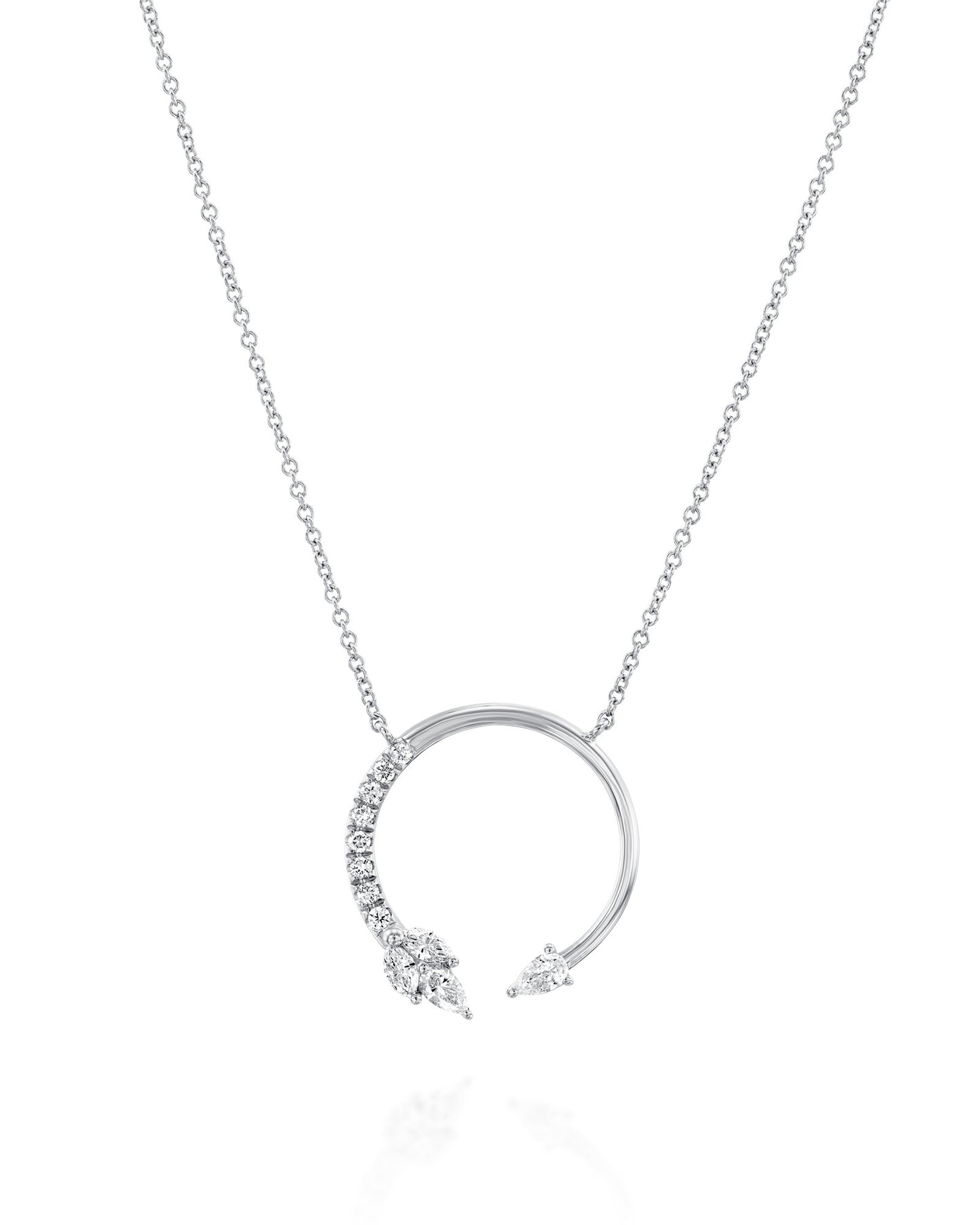 שרשרת מלווין חישוק פתוח עם חצי שיבוץ יהלומים