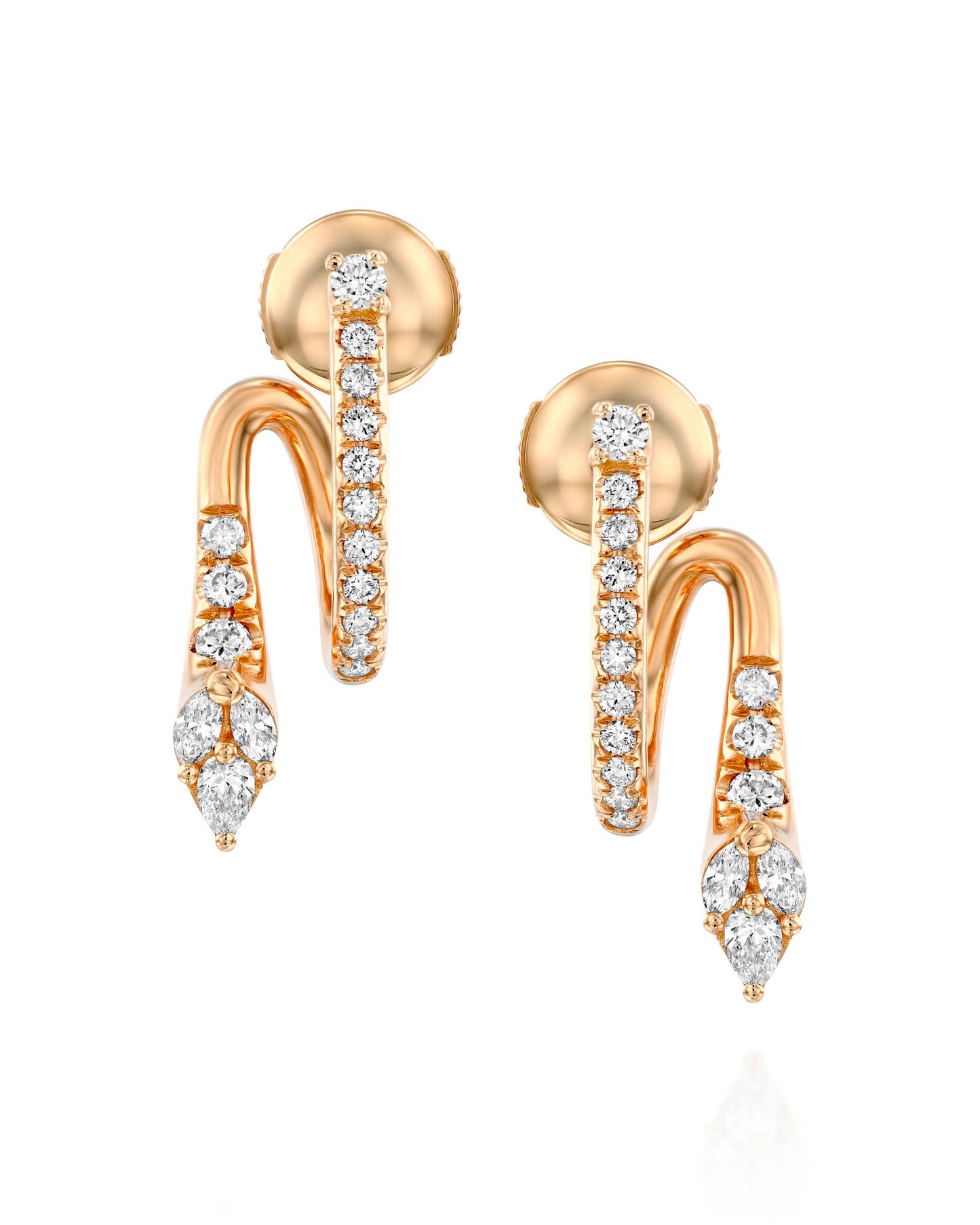 עגילי מלווין מלופפים יהלומים