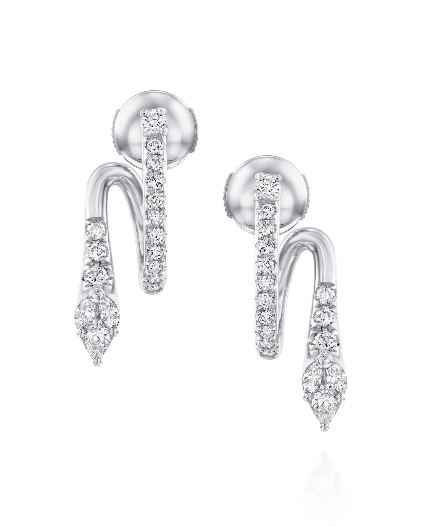 עגילי מלווין מלופפים יהלומים