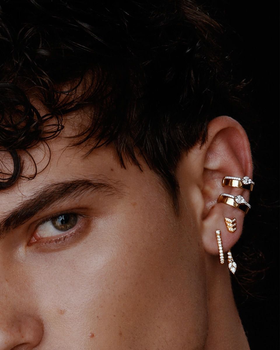 עגילי מלווין מלופפים יהלומים