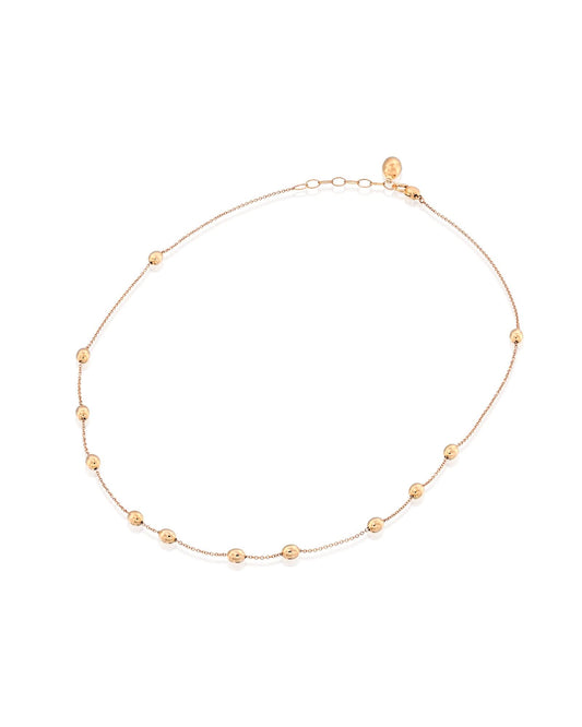 Shiny Rose Gold Necklace with Delicate Bead Accents