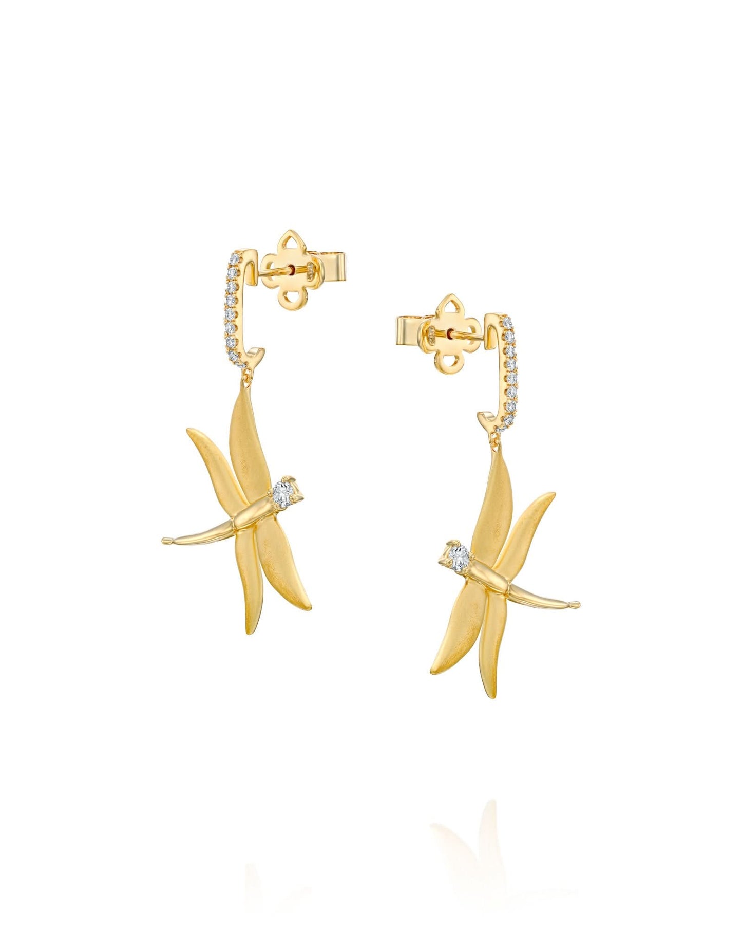 עגילי שפירית מט תלויים משובצים יהלומים