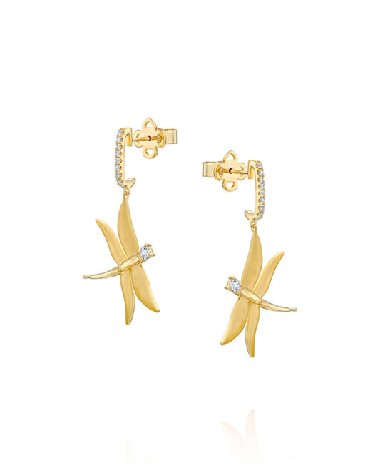 עגילי שפירית מט תלויים משובצים יהלומים