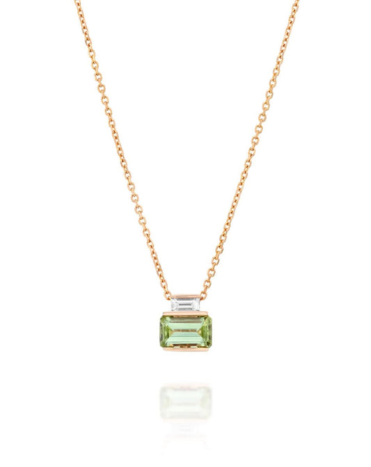 Violetto Colored Gems Green Tourmaline Necklace- 2.02