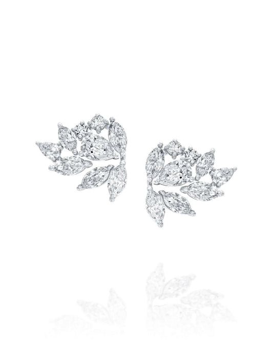 עגילי סטאד יהלומים בחיתוך טיפה ומרקיז