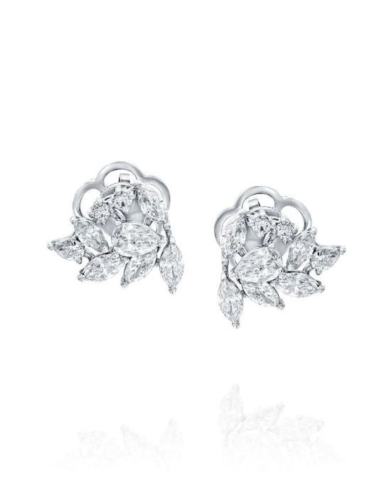 עגילי סטאד יהלומים בחיתוך טיפה ומרקיז