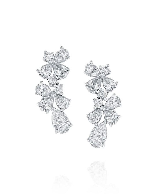 Pear and Round Diamond Ear Climbers