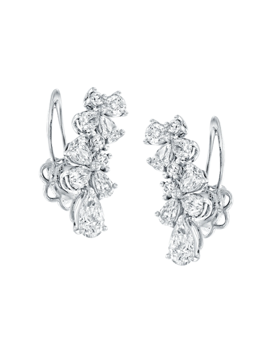 Pear and Round Diamond Ear Climbers