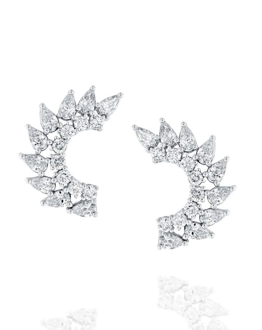 Fan Diamond Climber Earrings