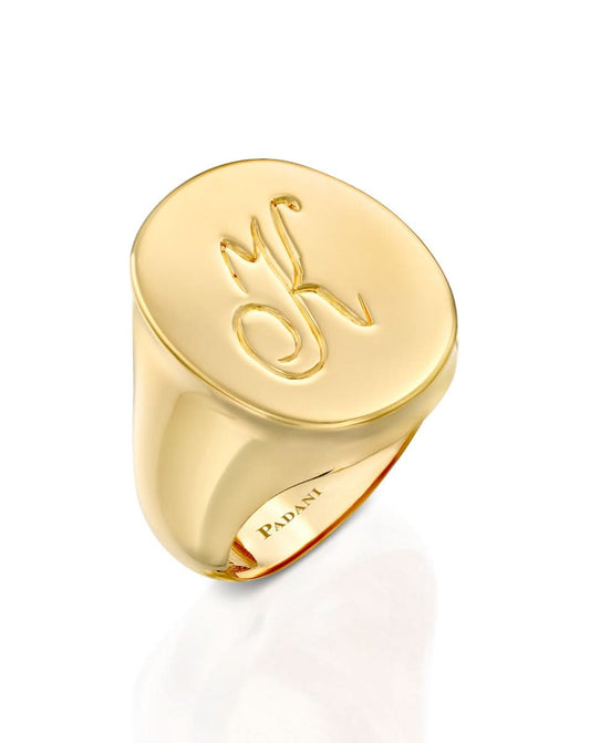 טבעת חותם אובלית עם חריטת האות K