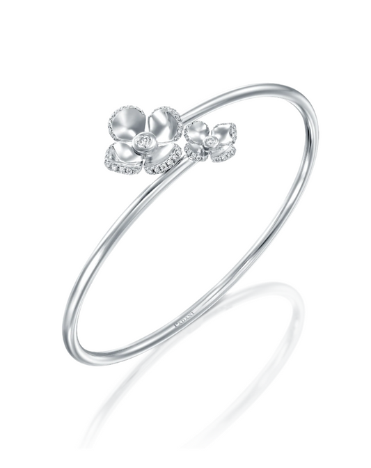Violetto Shine Two Flowers Open Bangle