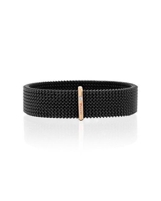 Stretch Bracelet 1 Bar- Steel with One Diamond
