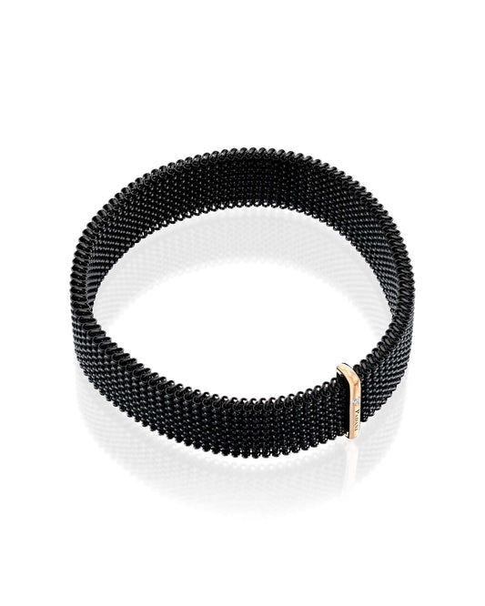 Stretch Bracelet 1 Bar- Steel with One Diamond