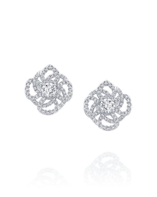 Violetto Shine Stud Pave Earrings