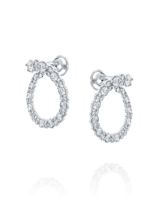 Open Hoop Earrings with Mixed Cut Diamonds