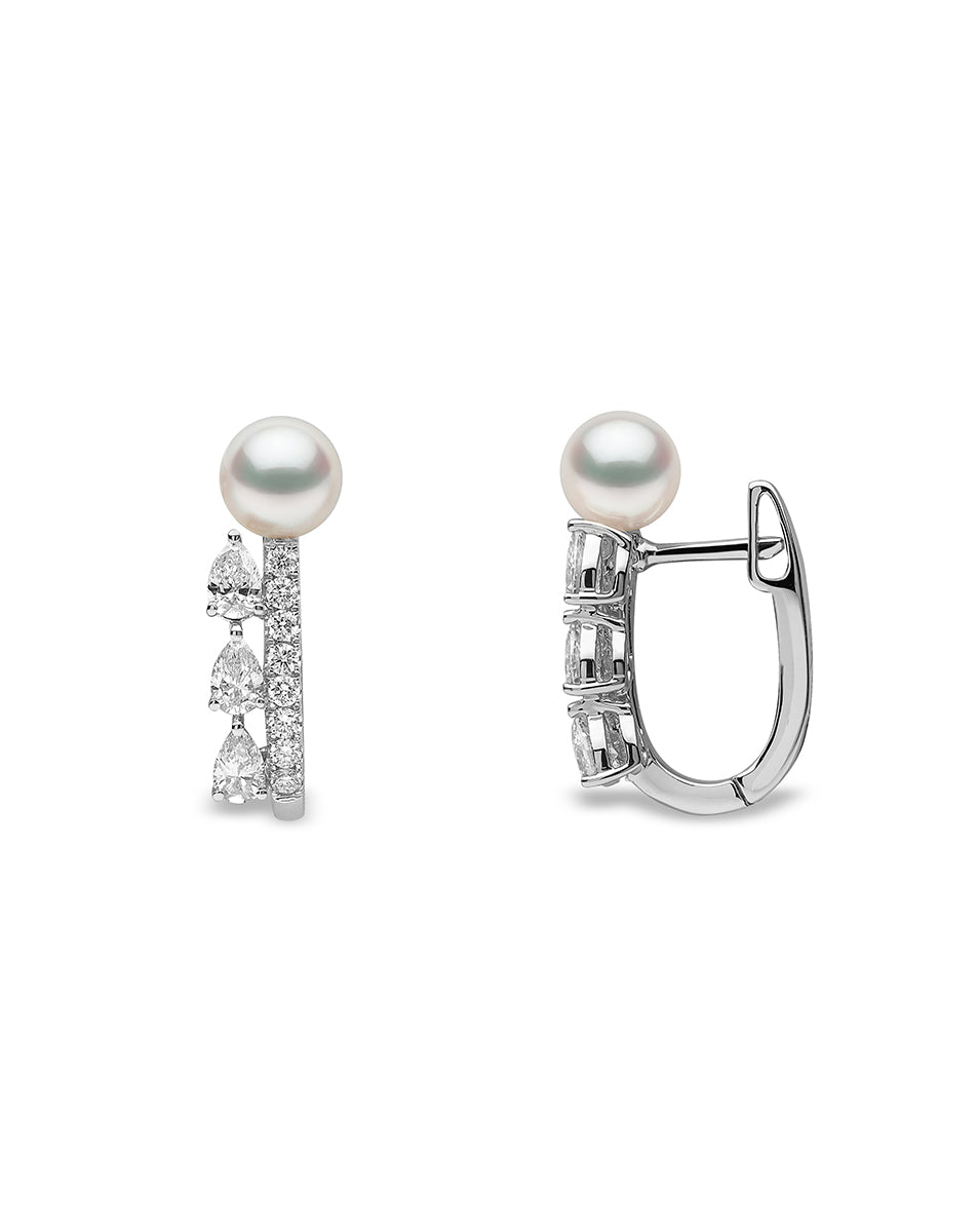 עגילי חישוק משובצים פנינים ויהלומים