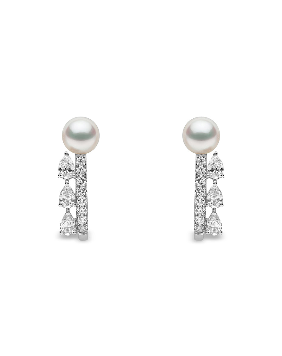 עגילי חישוק משובצים פנינים ויהלומים