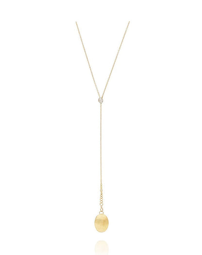 Yellow Gold Diamond Accent Drop Necklace