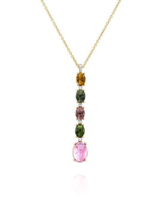 Multi-Colored Tourmaline and Diamonds Pendant Necklace