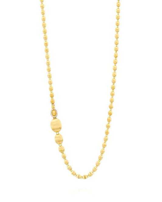 Shiny Yellow Gold Long Beaded Necklace