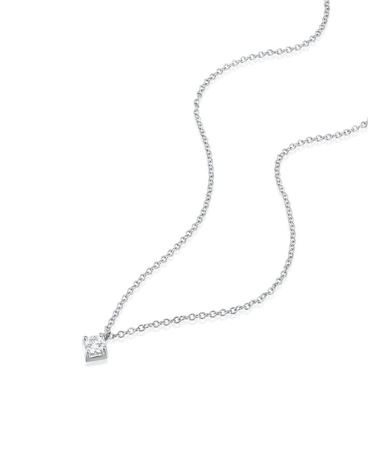 Diamond Pendant Necklace in a Rhombus Frame – 0.16