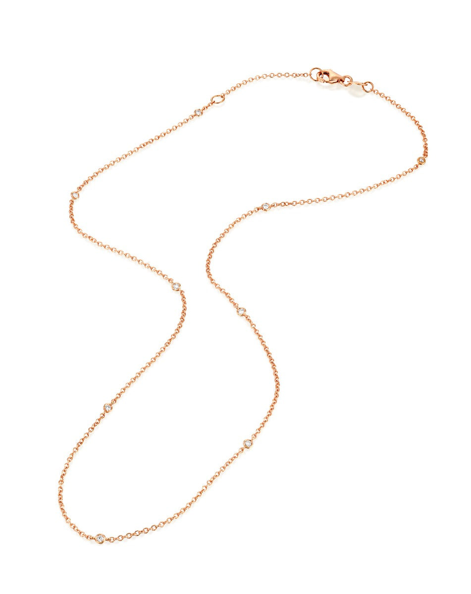 שרשרת DIAMOND STREAMS - זהב ורוד