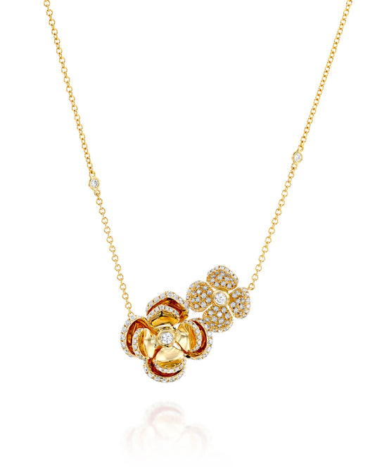 Violetto Shine Necklace Two Flowers