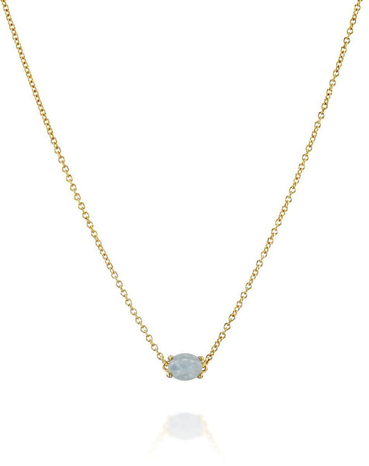 Yellow Gold Necklace with London Blue Topaz and Aquamarine Bead