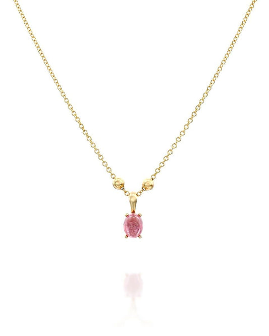 Yellow Gold Necklace with Pink Tourmaline Pendant