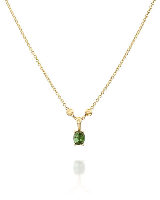 Yellow Gold Necklace with Green Tourmaline Pendant