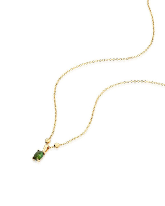 Yellow Gold Necklace with Green Tourmaline Pendant