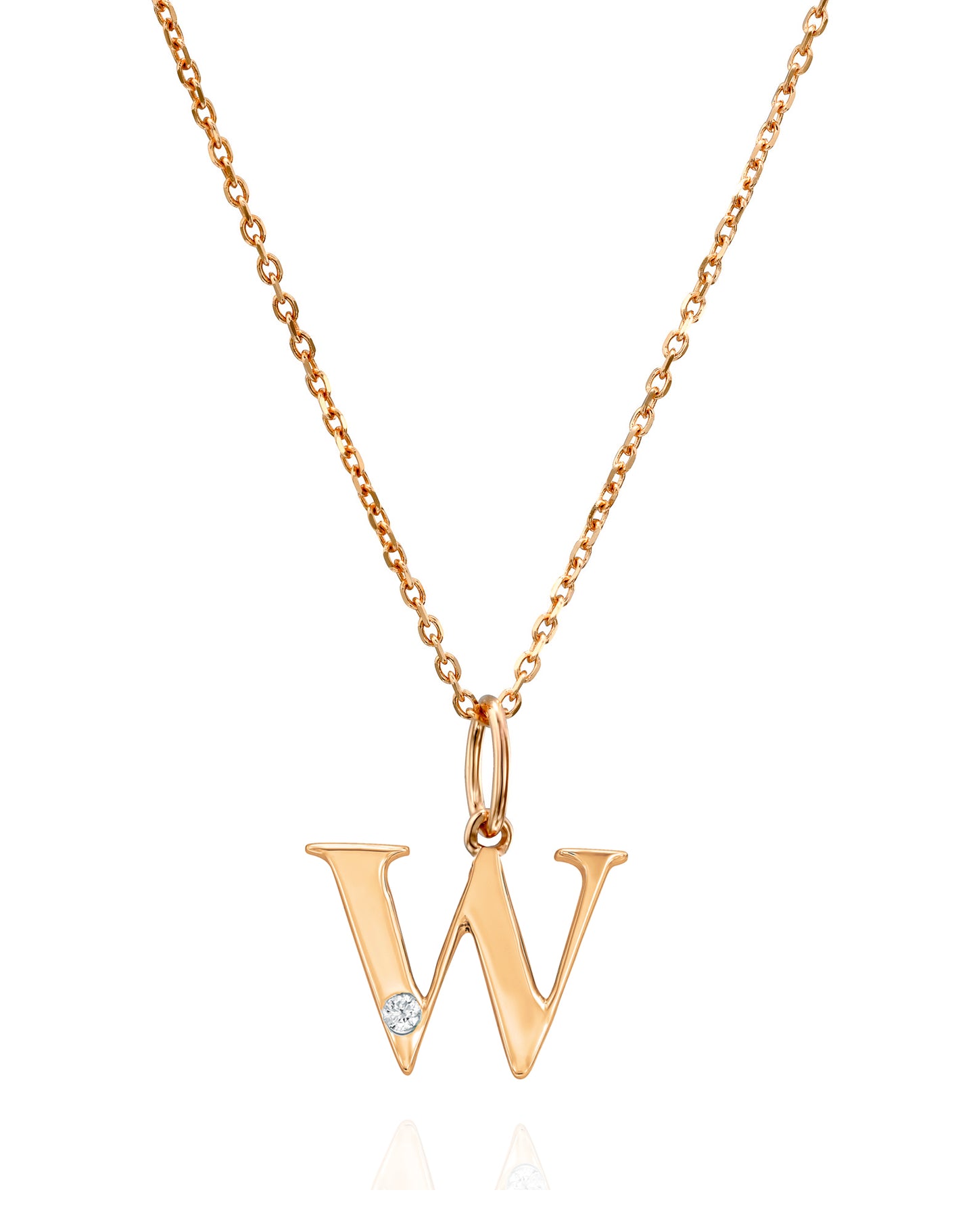 תליון אות W משובץ יהלום