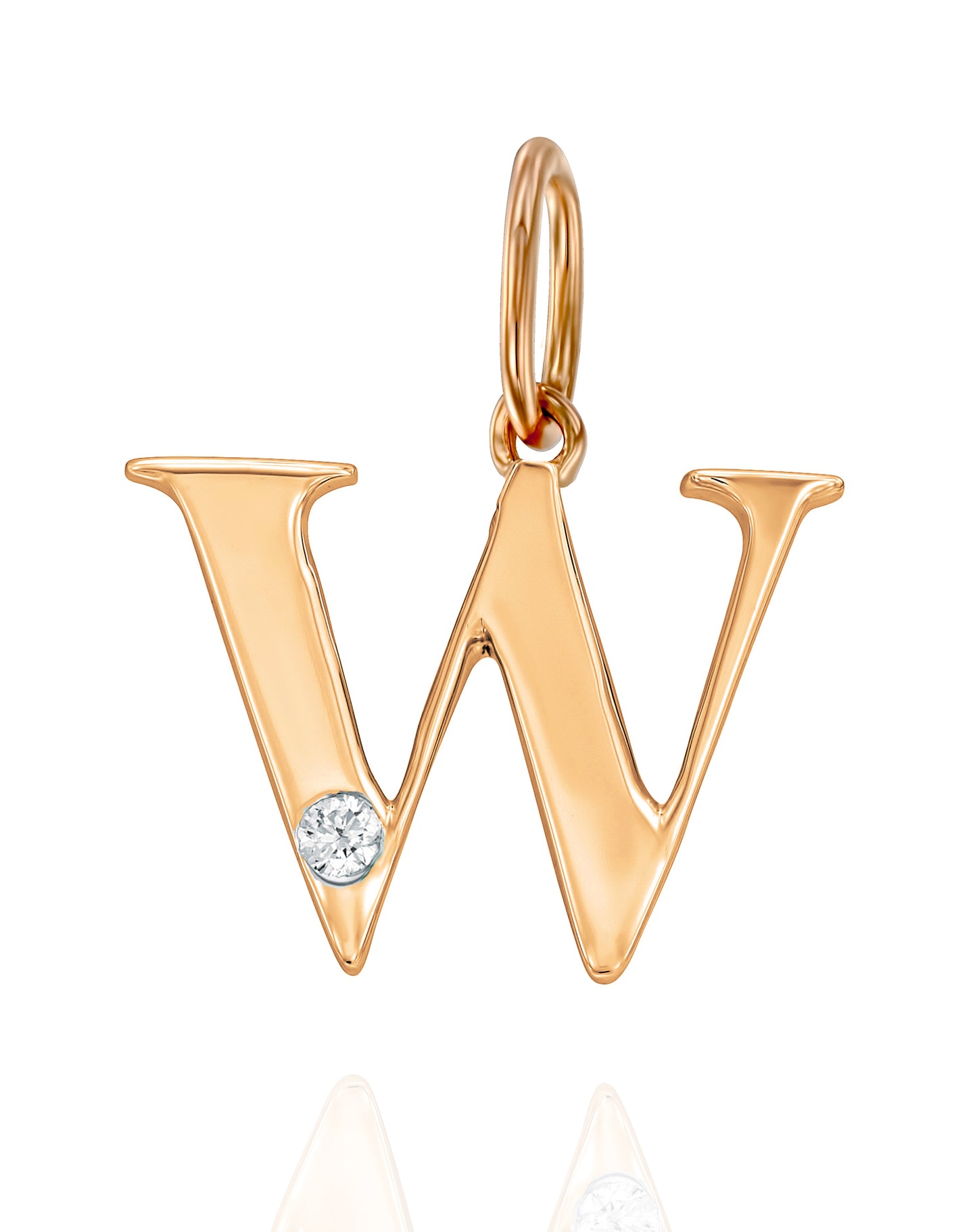 תליון אות W משובץ יהלום