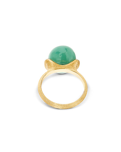 Yellow Gold Ring Featuring a Bold Green Aventurine and Diamond Details- LARGE