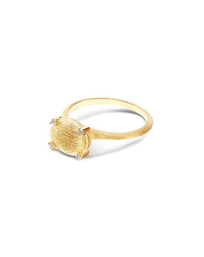 Textured Yellow Gold Diamond Ring