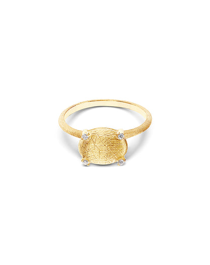 Textured Yellow Gold Diamond Ring