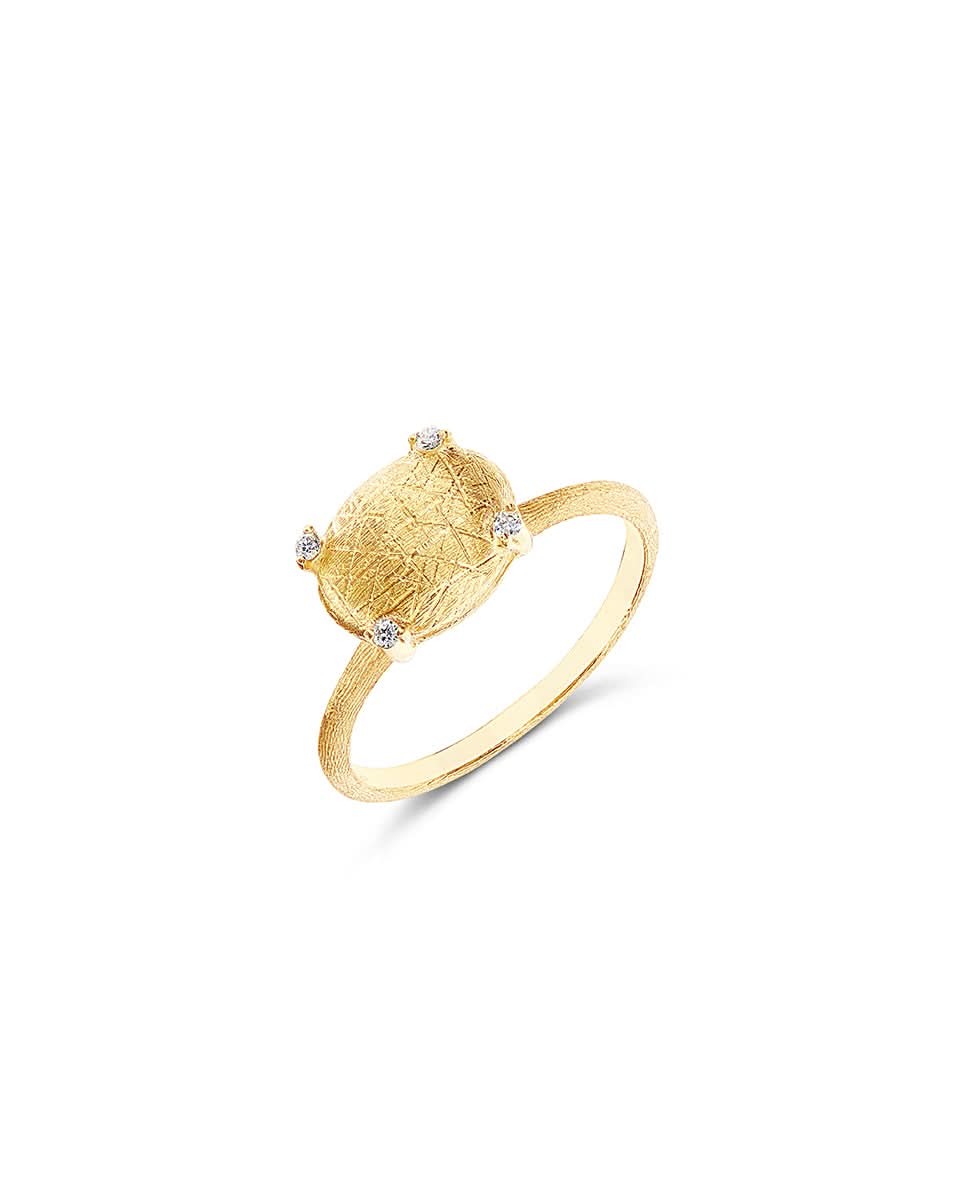 Textured Yellow Gold Diamond Ring – Padani