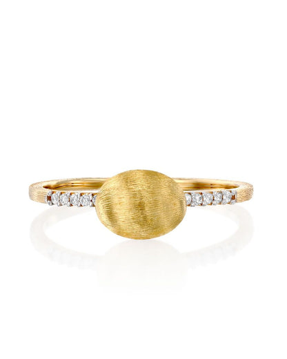 Yellow Gold Single Bead Diamond Ring - MEDIUM