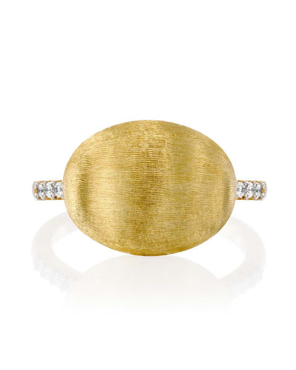 Yellow Gold Single Bead Diamond Ring - EXTRA LARGE