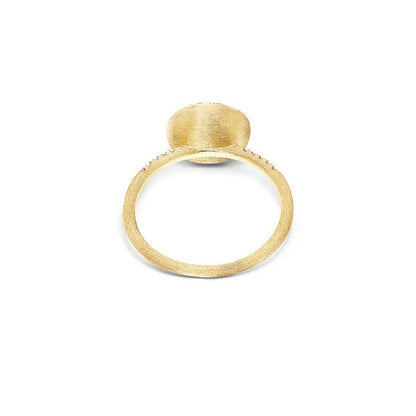 Yellow Gold Ring with Pave Diamond Oval Center - LARGE