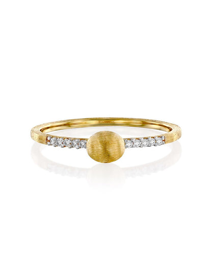 Yellow Gold Single Bead Diamond Ring - SMALL