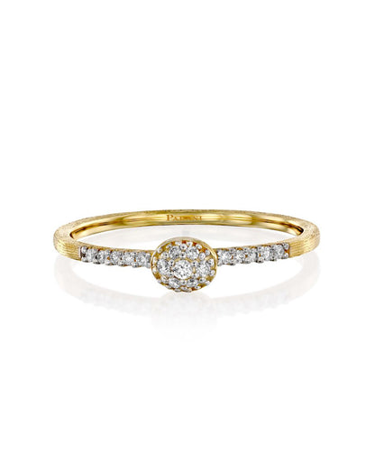 Yellow Gold Ring with Pave Diamond Oval Center - SMALL