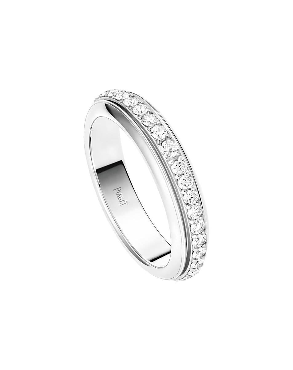 Possession Ring In 18k White Gold Set With 1 Row Of Diamonds – Padani