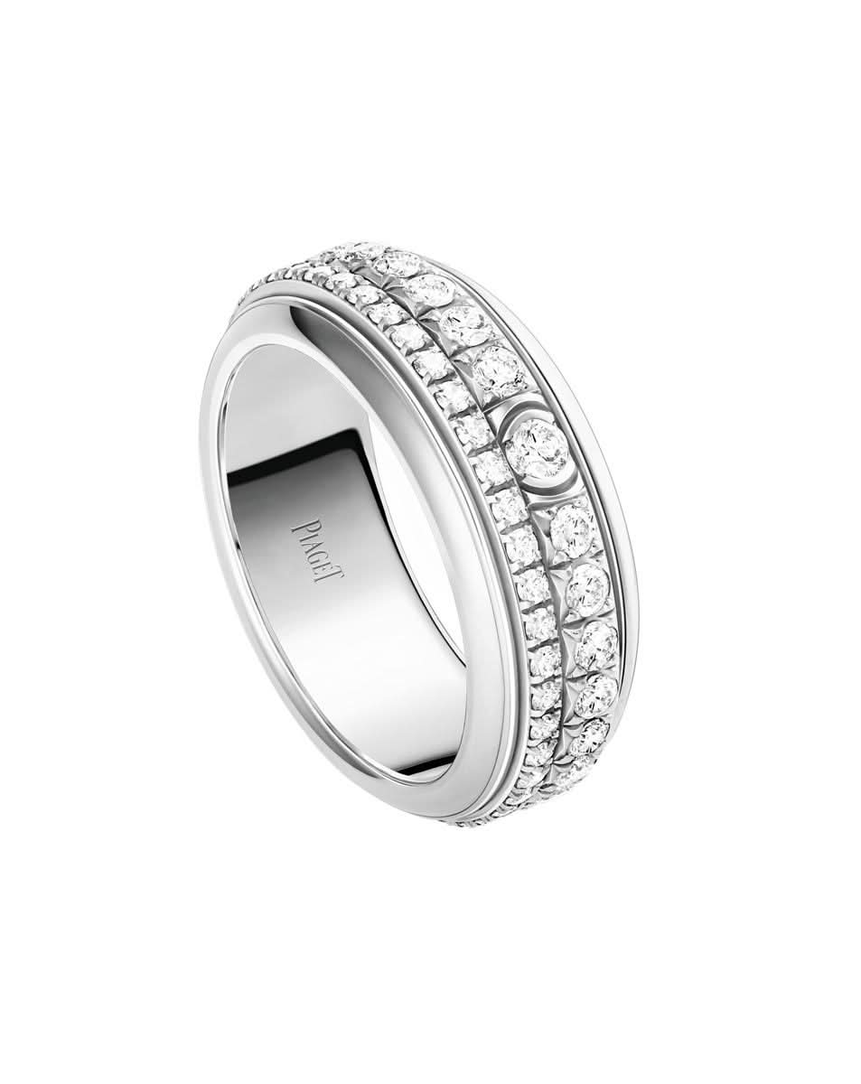 Possession ring in 18k white gold set with 2 rows of diamonds – Padani