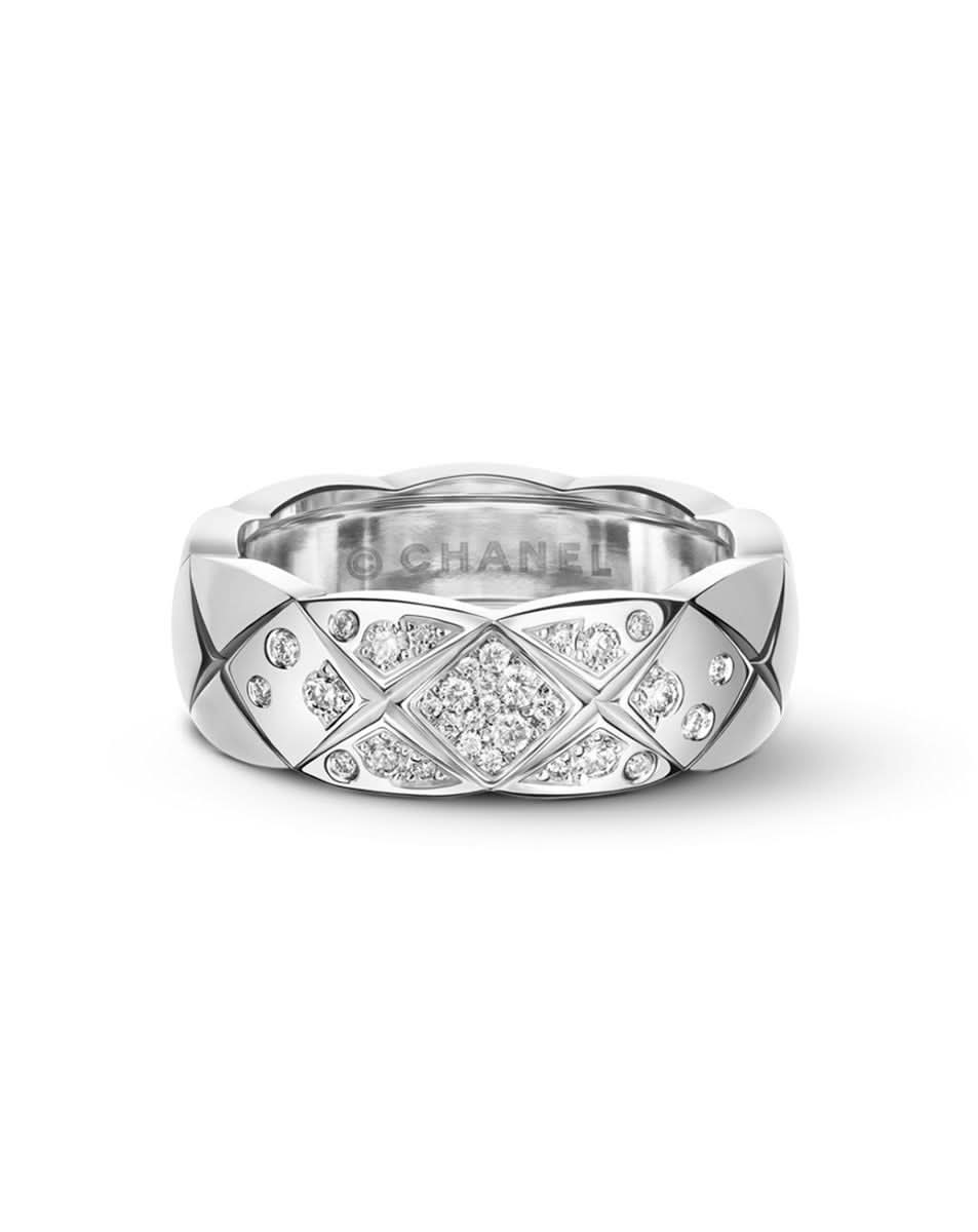 COCO CRUSH THICK STUDDED WHITE GOLD RING – Padani
