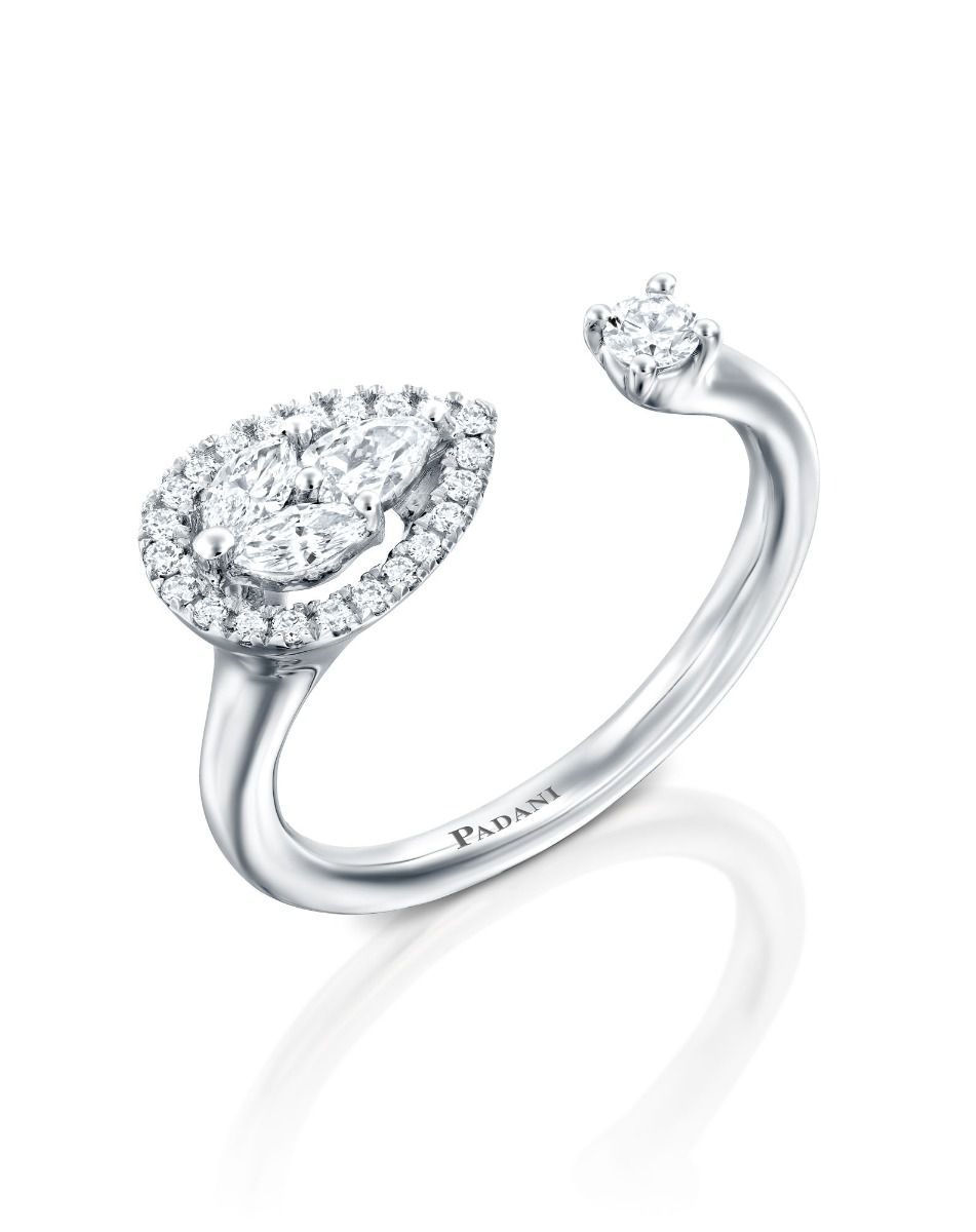 Malvene Horizontal Pear-Shape Open Ring – Padani