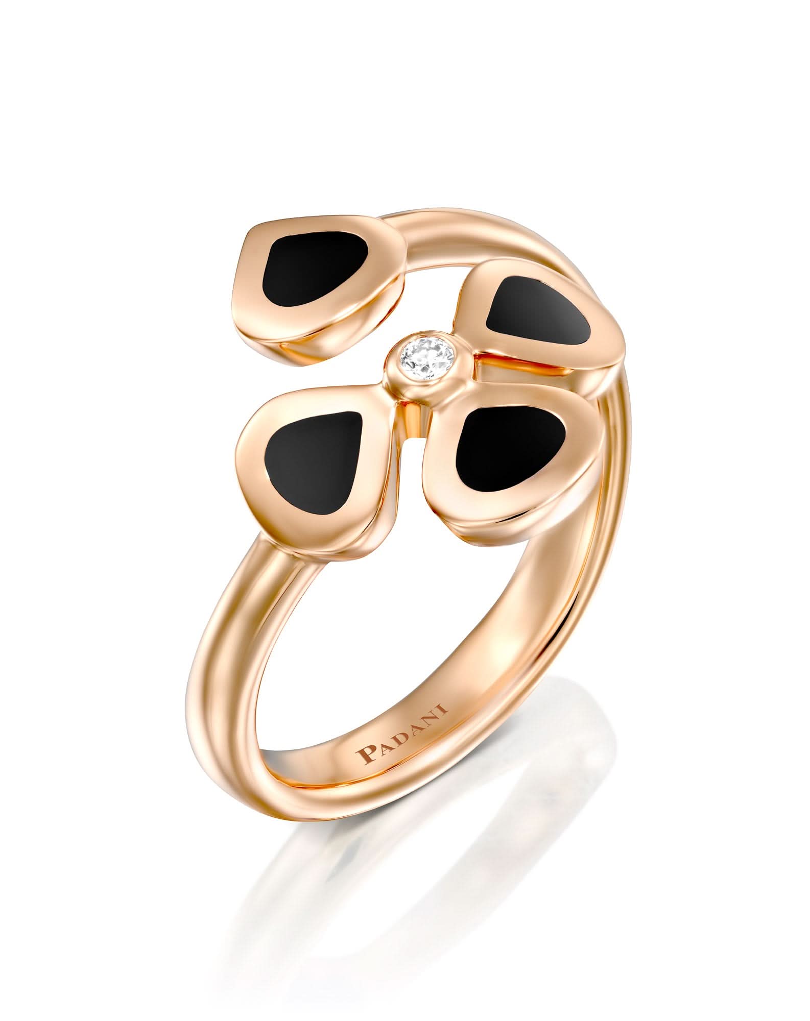 Violetto Black Enamel Open Ring – Padani