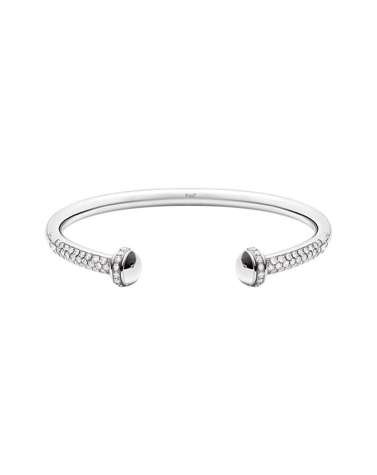 Possession Open Bangle In White Gold Set With Diamonds