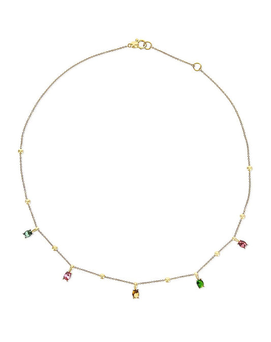 Delicate Tourmaline Charm Collar Necklace