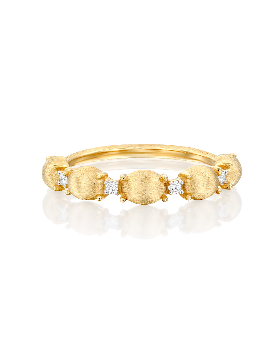 Yellow Gold Bead Diamond Band